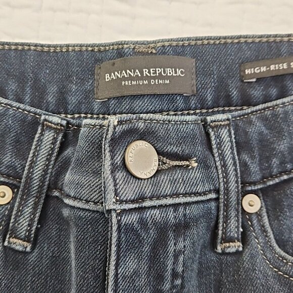 Banana Republic Premium Jeans Women's 27L (28x30) Raw Hem Dark Wash Leggings EUC - Picture 5 of 14